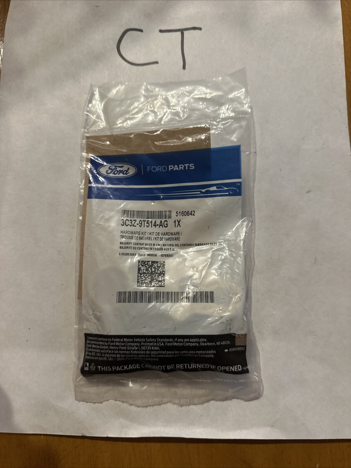 3C3Z9T514AG - KIT - HARDWARE - Ford