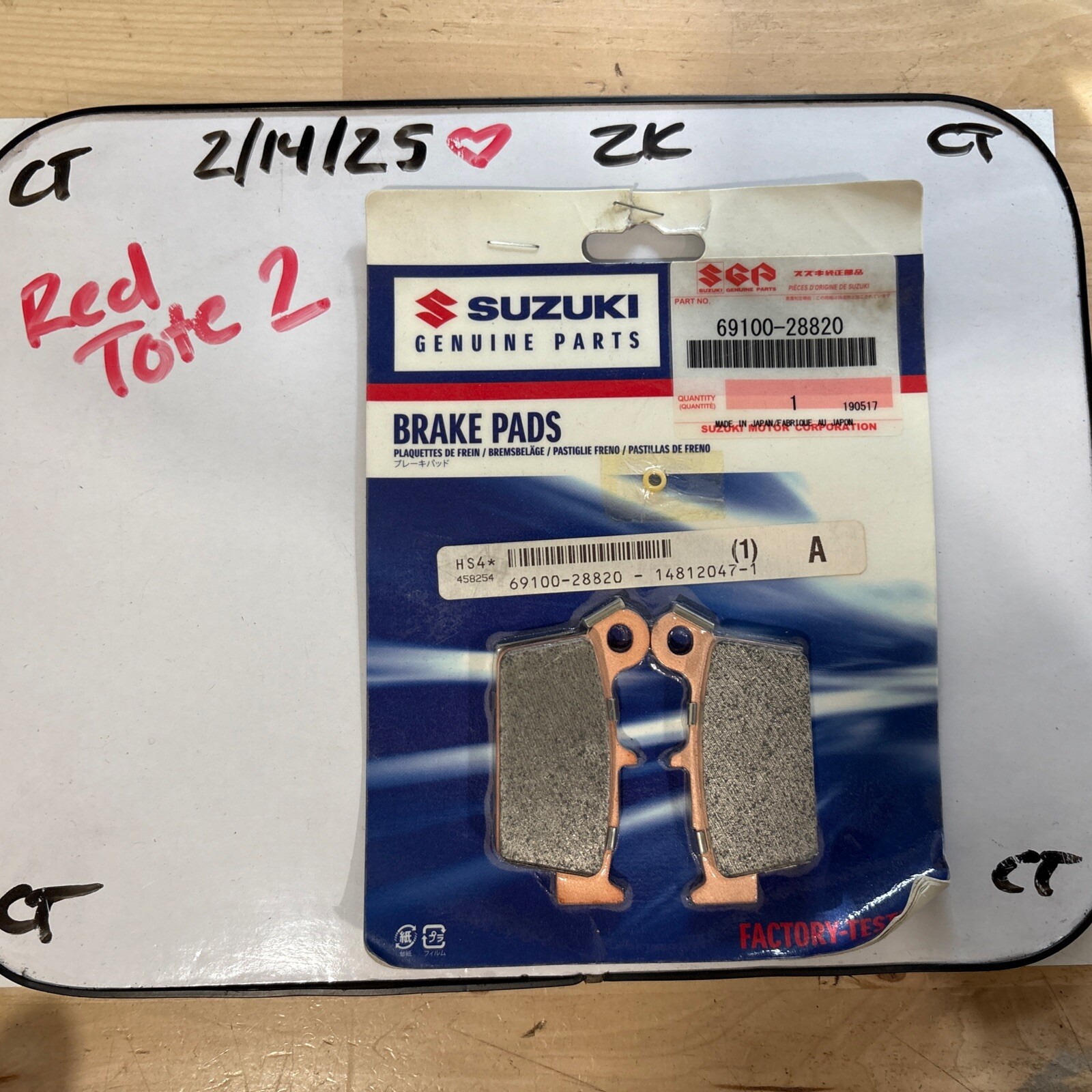 69100-28820 Genuine OEM Suzuki RM-Z250 Rear Brake Pads