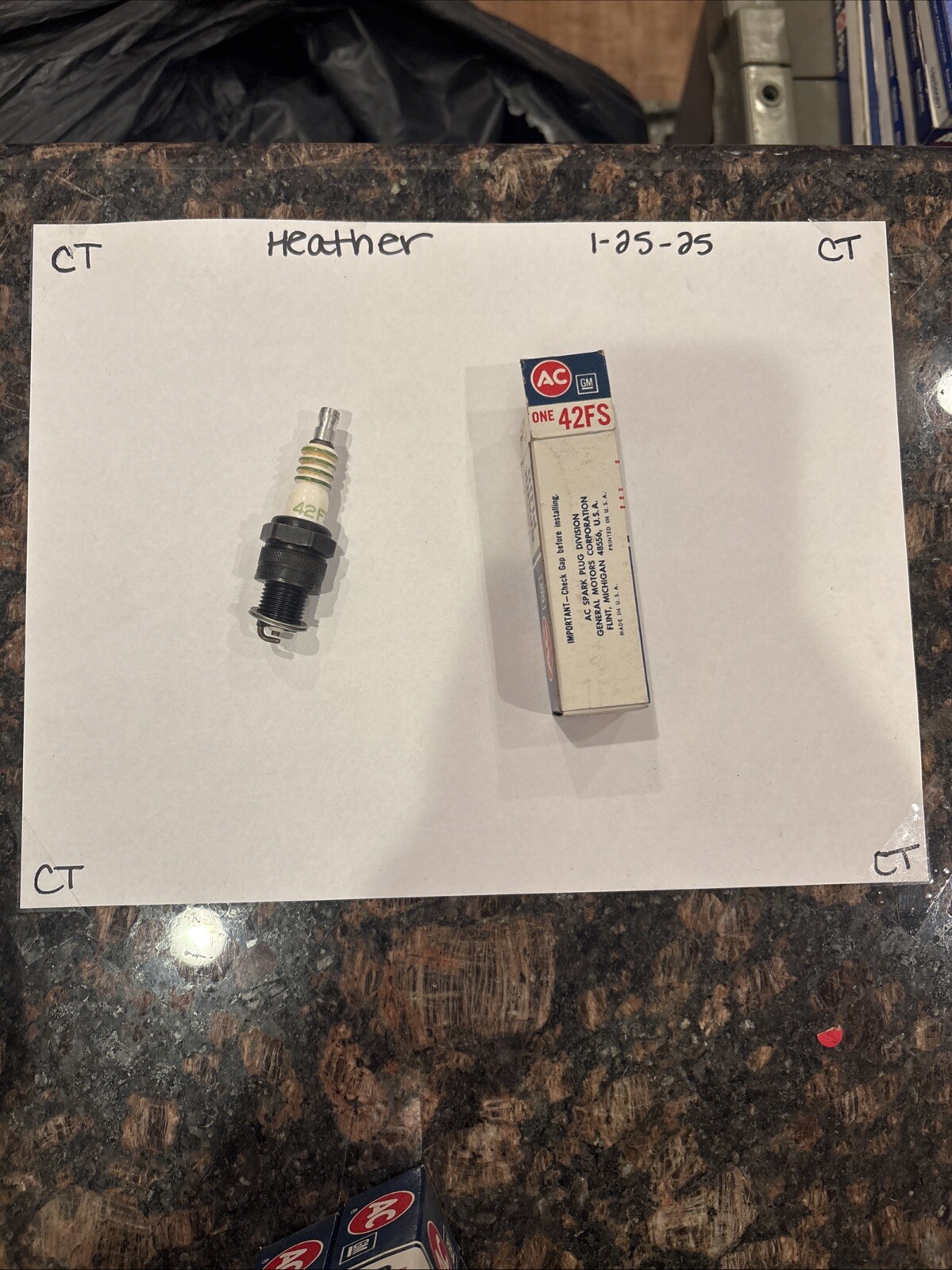 AC SPARK PLUG 42FS FIRE RING WITH GREEN STRIPES