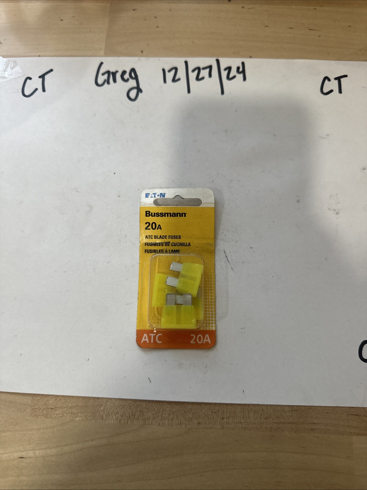 Bussmann Eaton BP-ATC-20-RP Fast Acting Blade Auto Fuse, 20A, 32V - 5 Pk