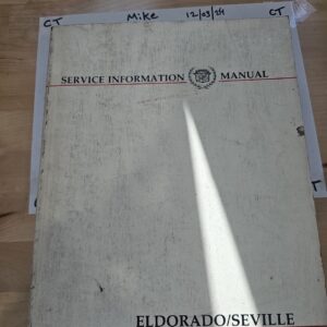 Cadillac 1989 Eldorado Seville Service Information Manual MWI