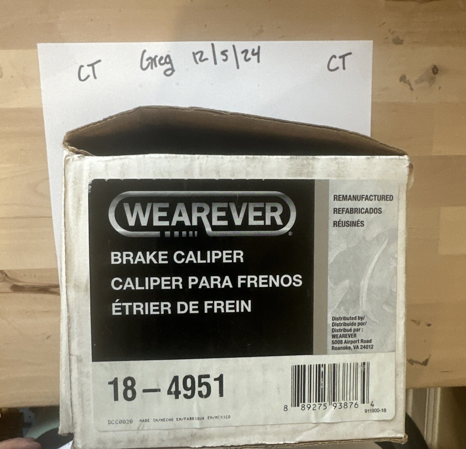 Disc Brake Caliper-Unloaded Caliper Front Right Wearever/Cardone 18-4951 Reman