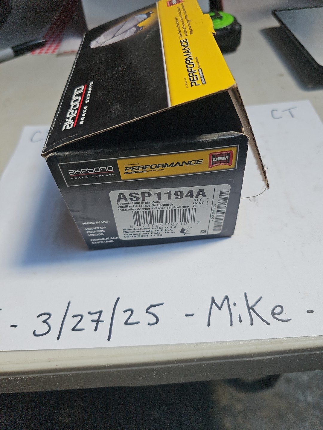 Disc Brake Pad Set-Rear Disc Akebono ASP1194A - Image 3