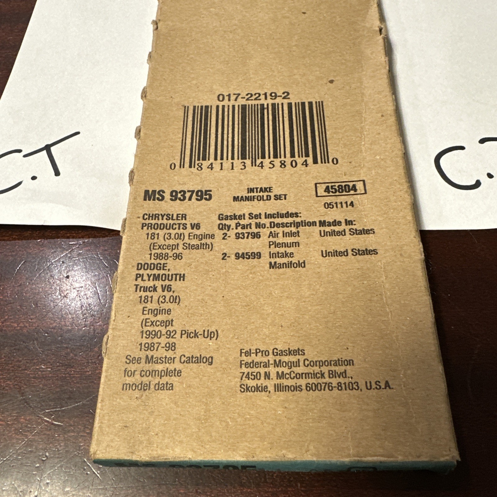 Engine Intake Manifold Gasket Set Fel-Pro MS 93795 - Image 3