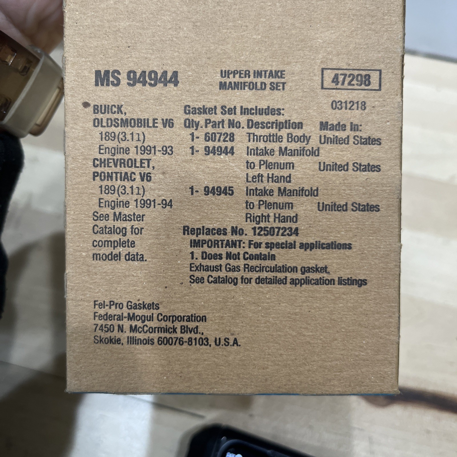 Engine Upper Intake Manifold Set Fel-Pro MS 94944 - Image 4