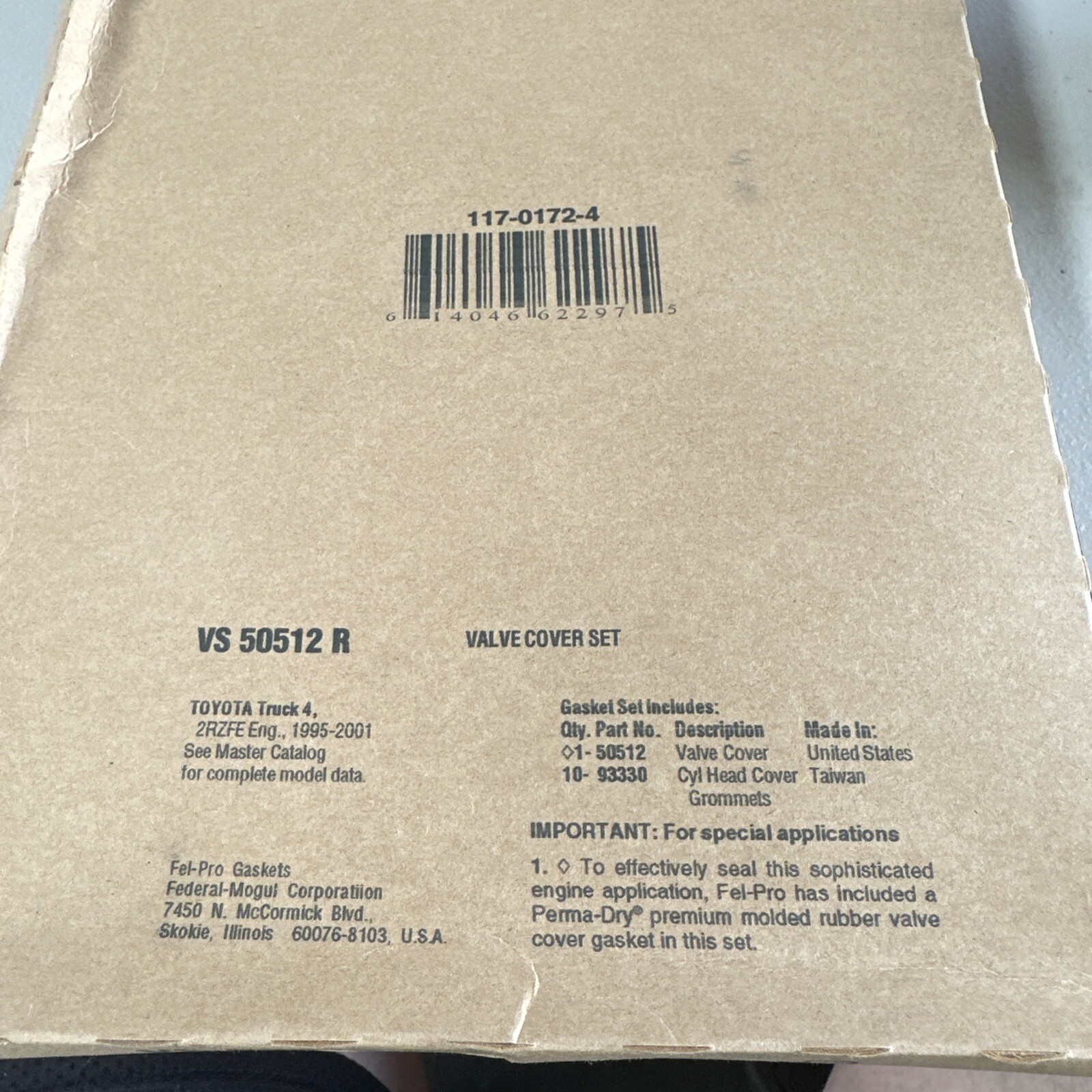 Engine Valve Cover Gasket Set Fel-Pro VS 50512 R