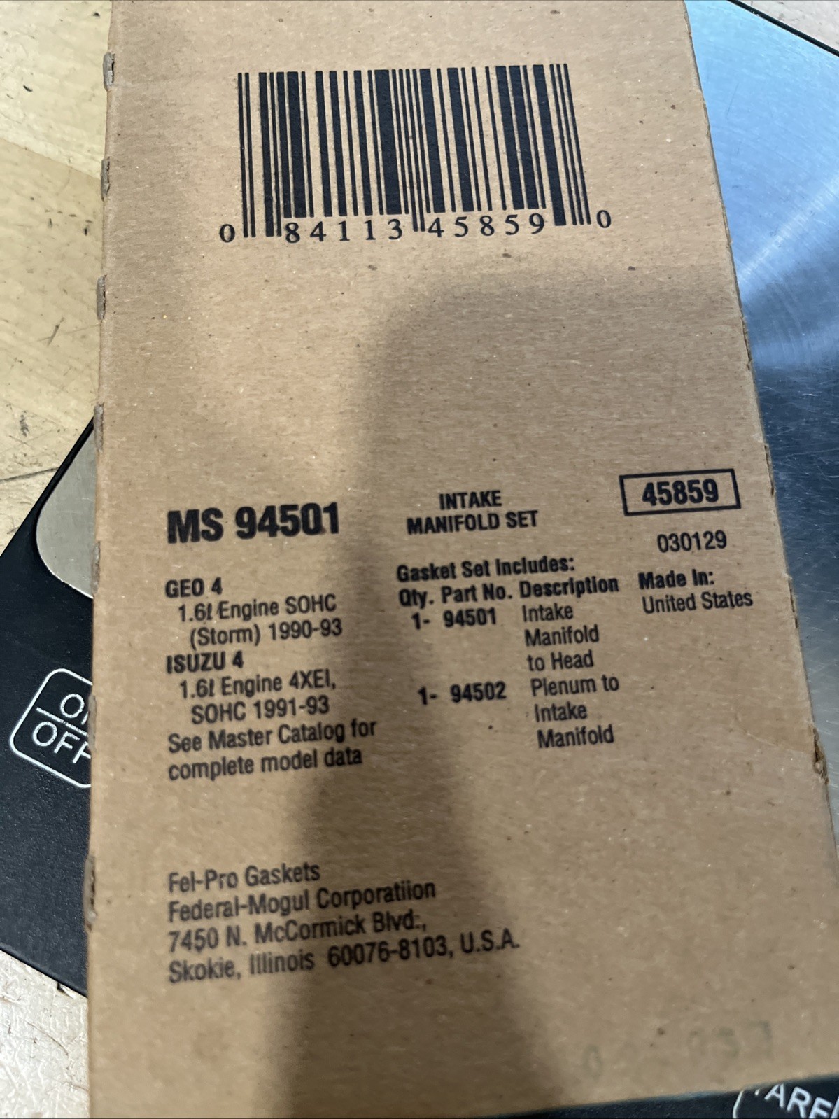 FEL-PRO MS94501 Intake Manifold Upper Gasket Set - 1991-93 Geo Storm Stylus 1.6L - Image 3