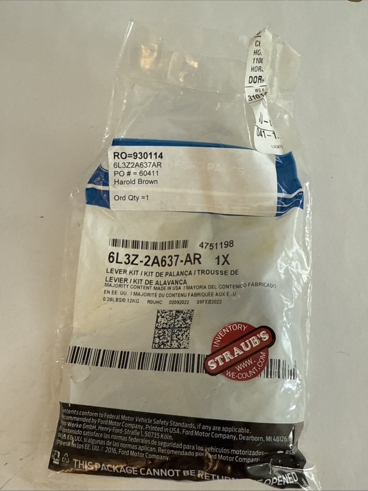 FORD OEM 03-11 Town Car Rear Suspension Brake Components-Lever 6L3Z2A637AR - Image 3