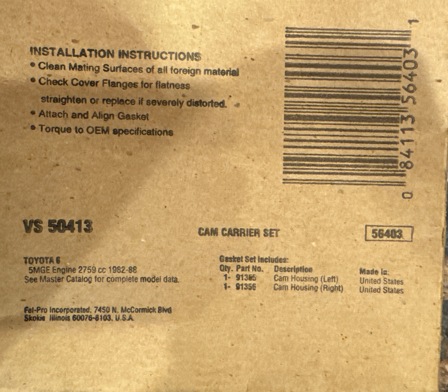 Fel-Pro Valve Cover Gasket VS 50413 - Image 3