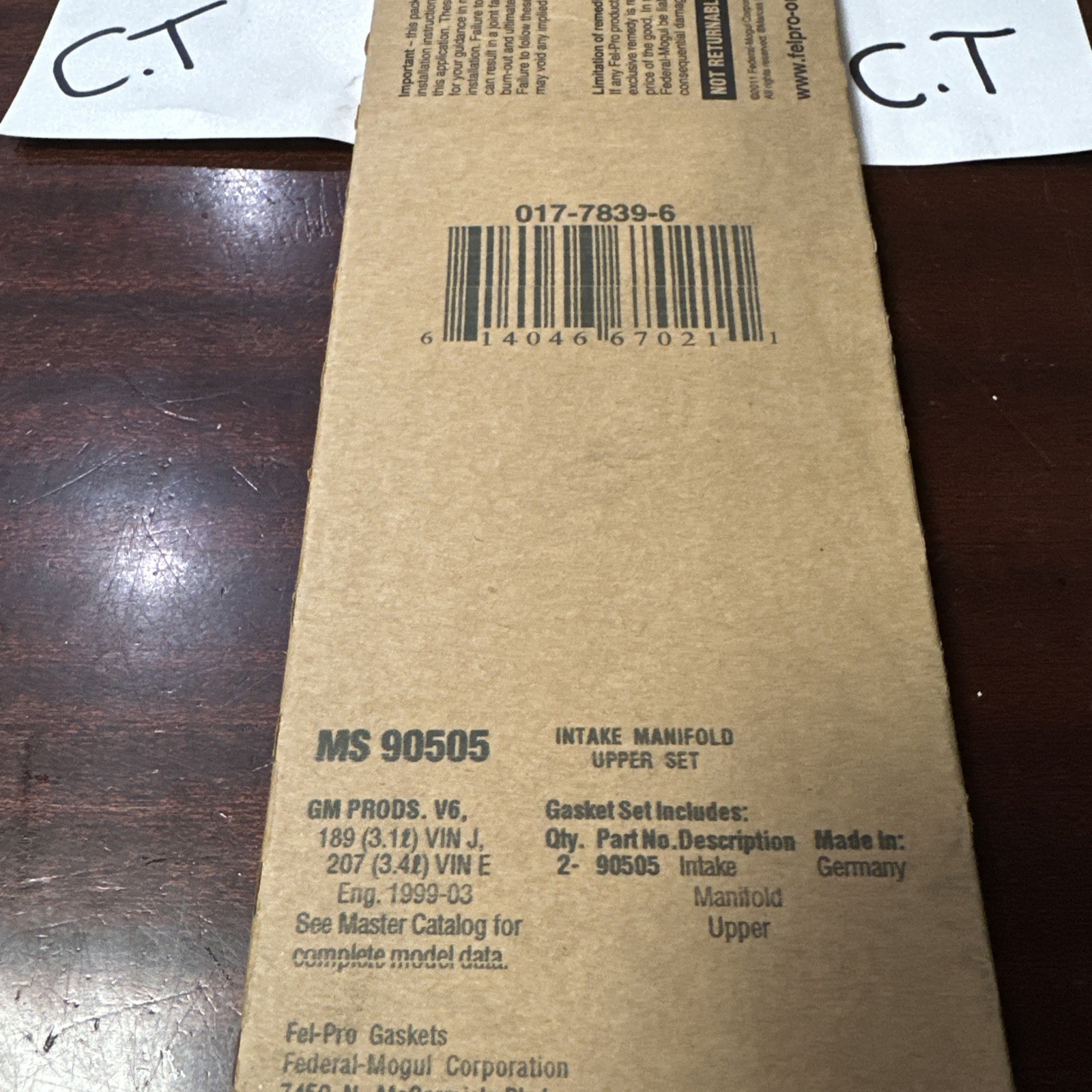 Fuel Injection Plenum Gasket Set Fel-Pro MS 90505 New In Package - Image 3