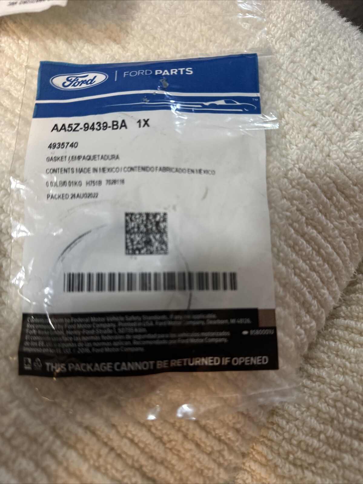 GENUINE FORD PARTS INTAKE MANIFOLD GASKET AA5Z-9439-BA