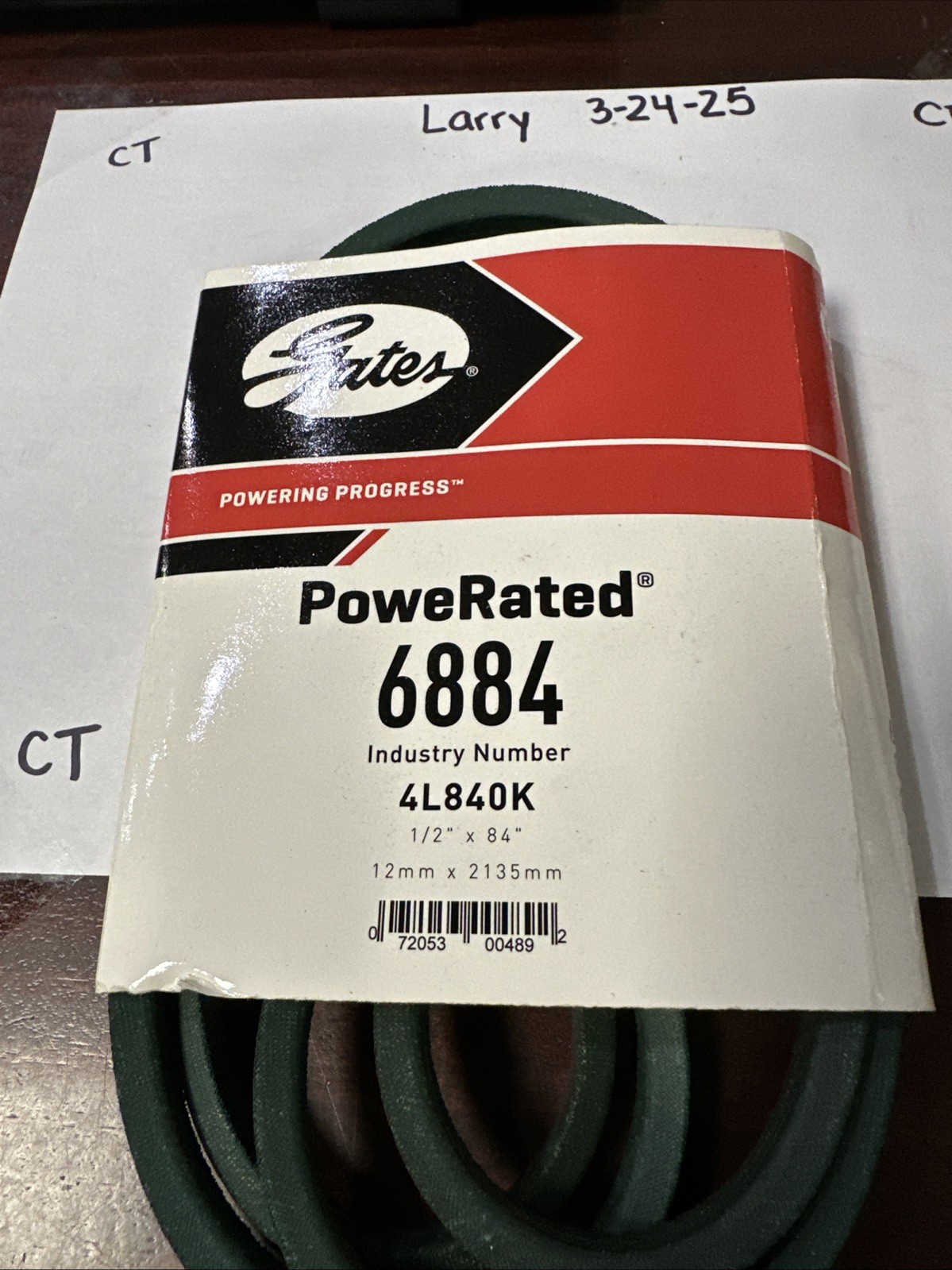 Gates 6884 PoweRated FHP -Power V-Belt 12mm x 2135mm (1/2"x84")