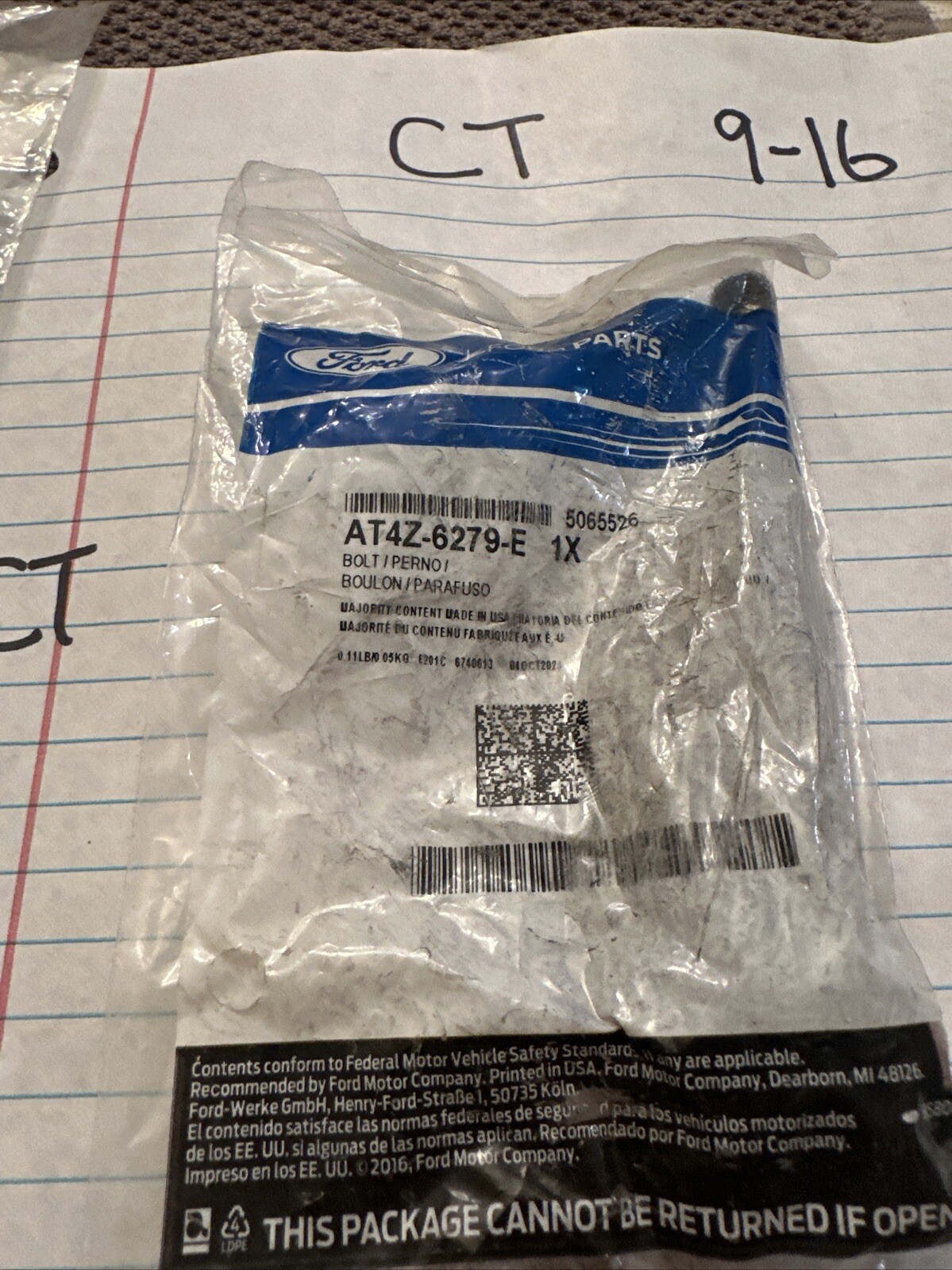 Genuine Ford Bolt AT4Z-6279-E