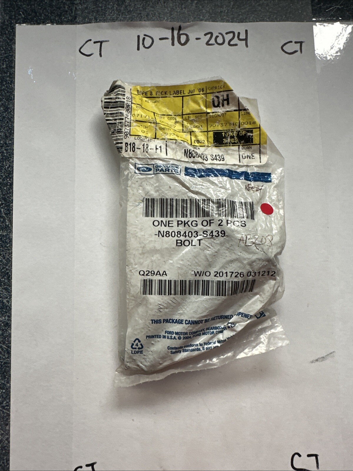 Genuine Ford Bolt N808403-S439 (pack Of 2)