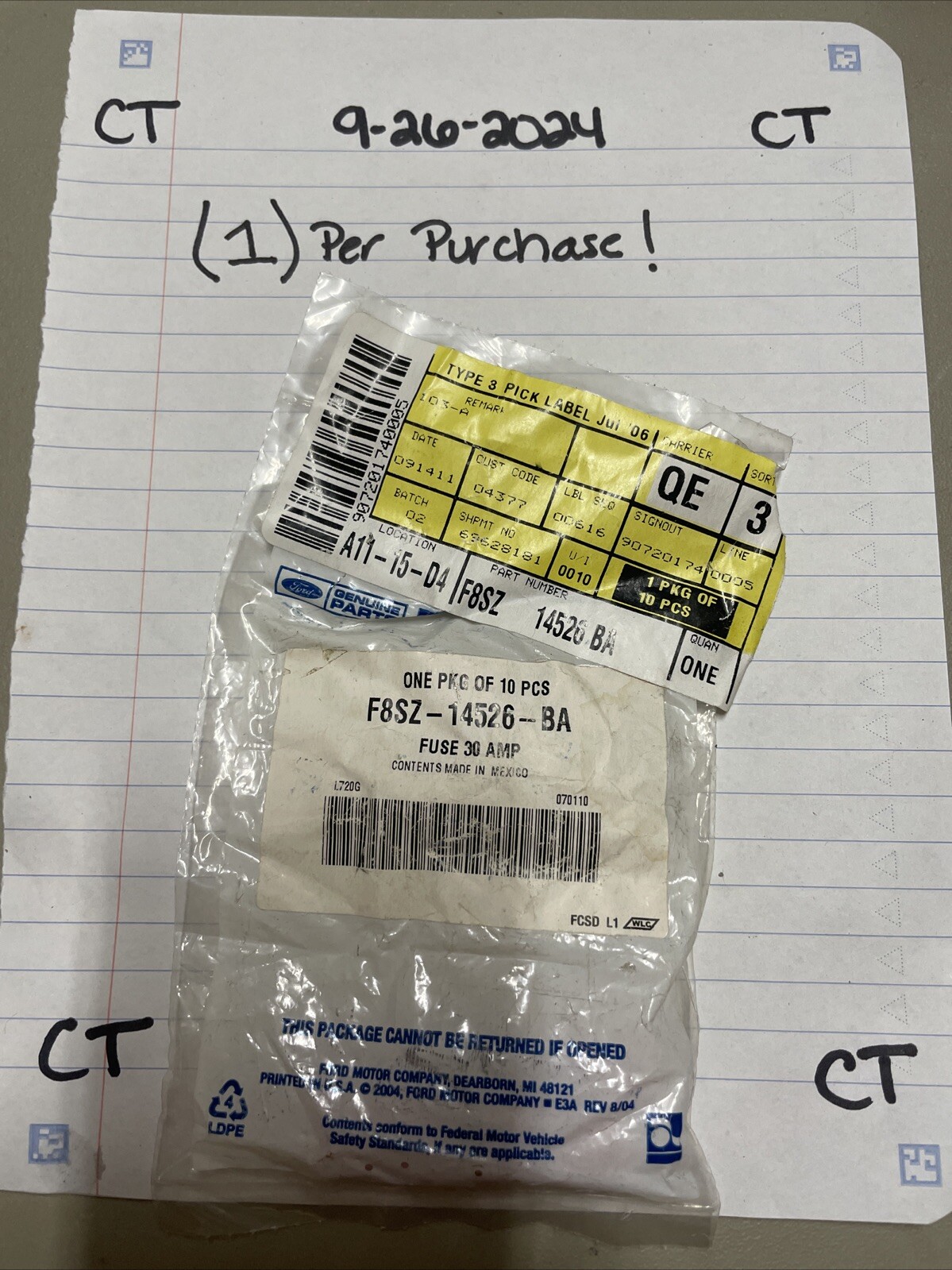 Genuine Ford Circuit Breaker F8SZ-14526-BA 30 Amp (1 Per Purchase)