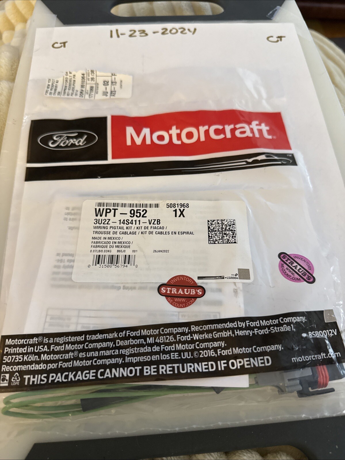 Genuine Ford Wire Assembly 3U2Z-14S411-VZB