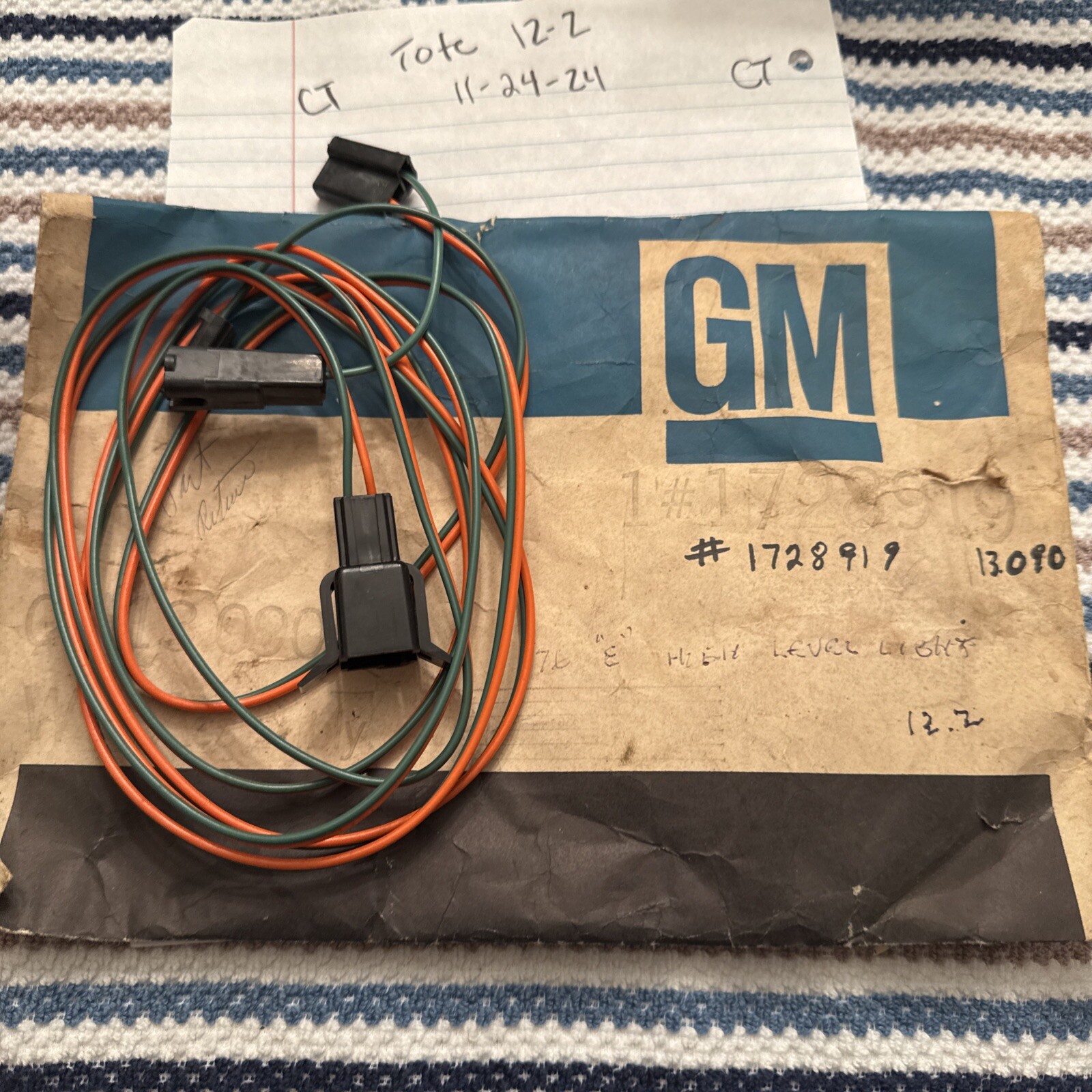 Genuine Gm Wiring Harness Part 1728919 Nos OEM