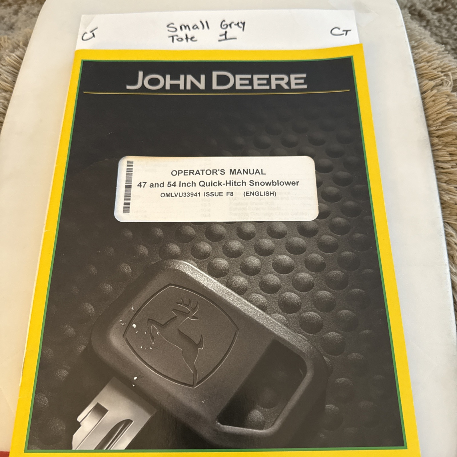 John Deere 47 54" Quick Hitch Snowblower for 1023E 1025R 2025R Tractor Manual 18
