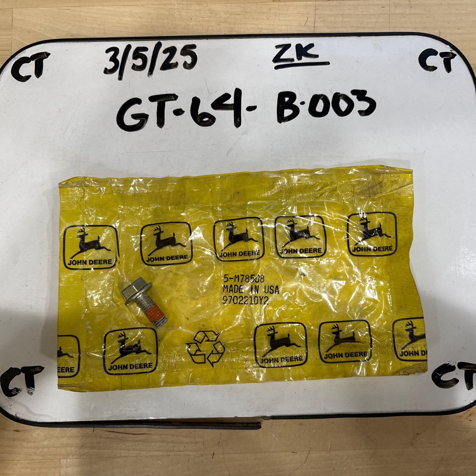 John Deere M78508: Hexagonal Head Flanged Cap Screw, M8 X 20