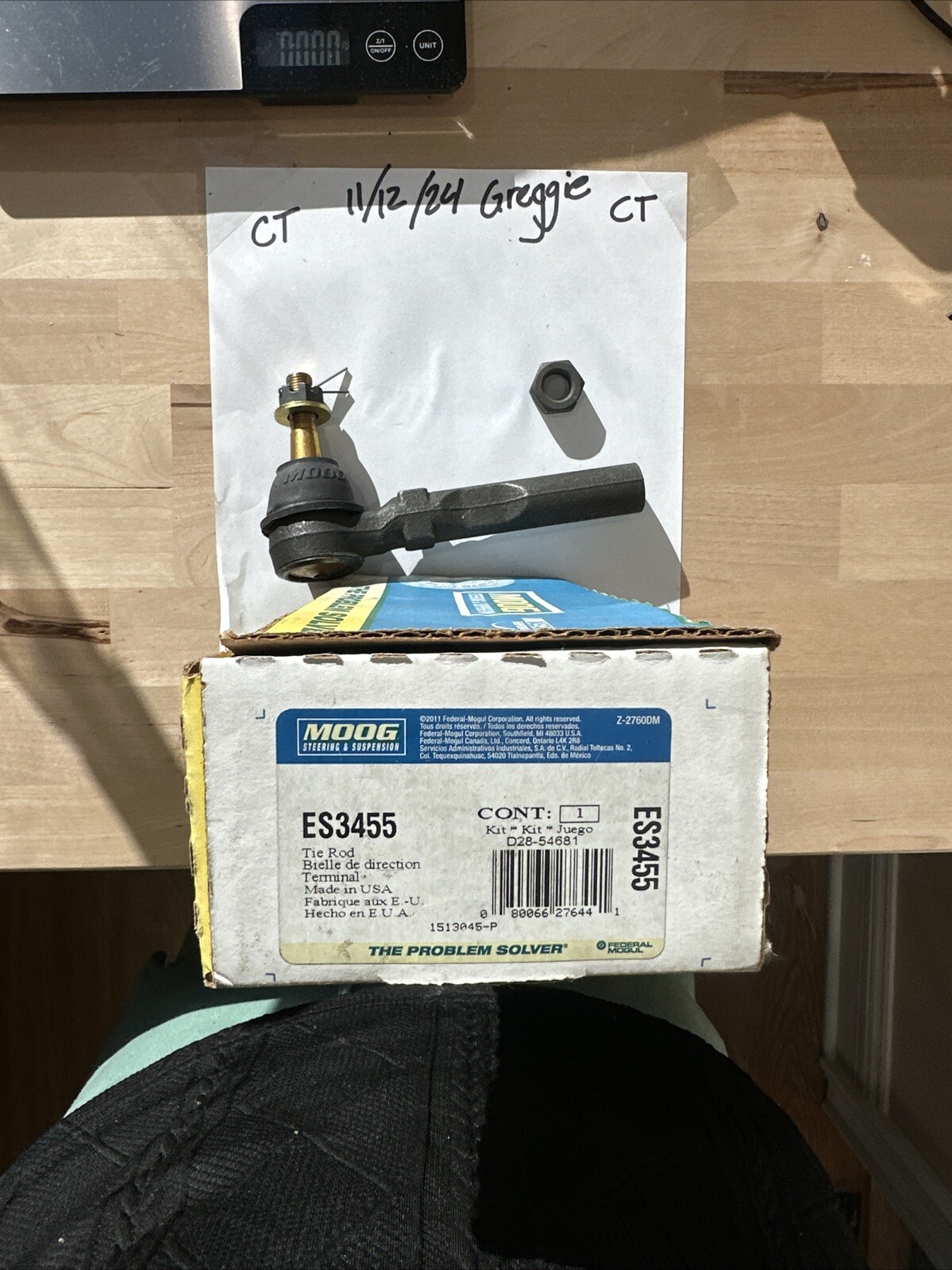 MOOG ES3455 Steering Tie Rod End UPC 080066276441