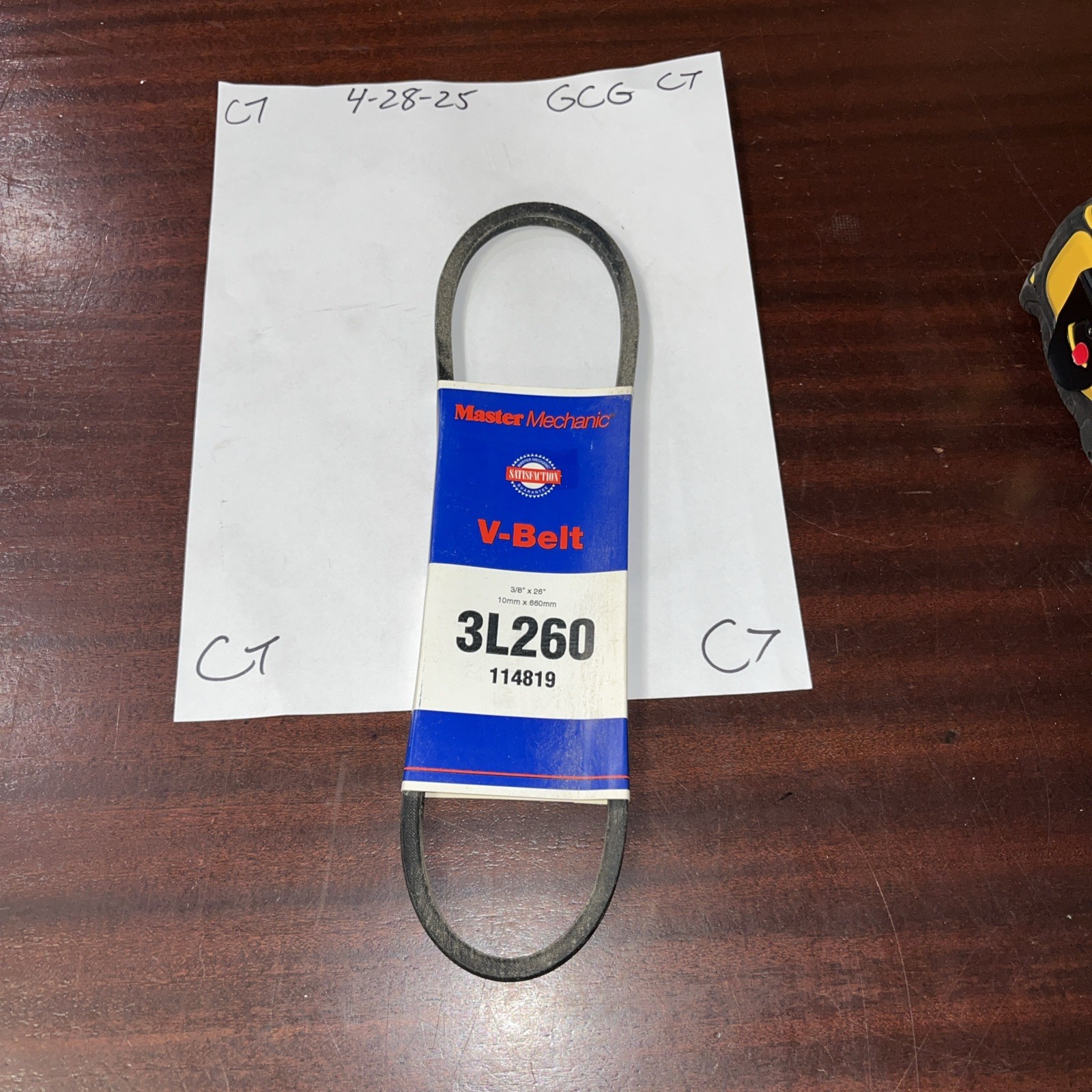 Master Mechanic 3L260 V Belt, 114819