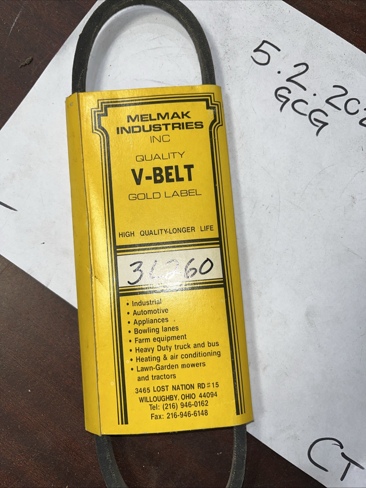 Melmak Industries V Belt 3L260 - Image 3