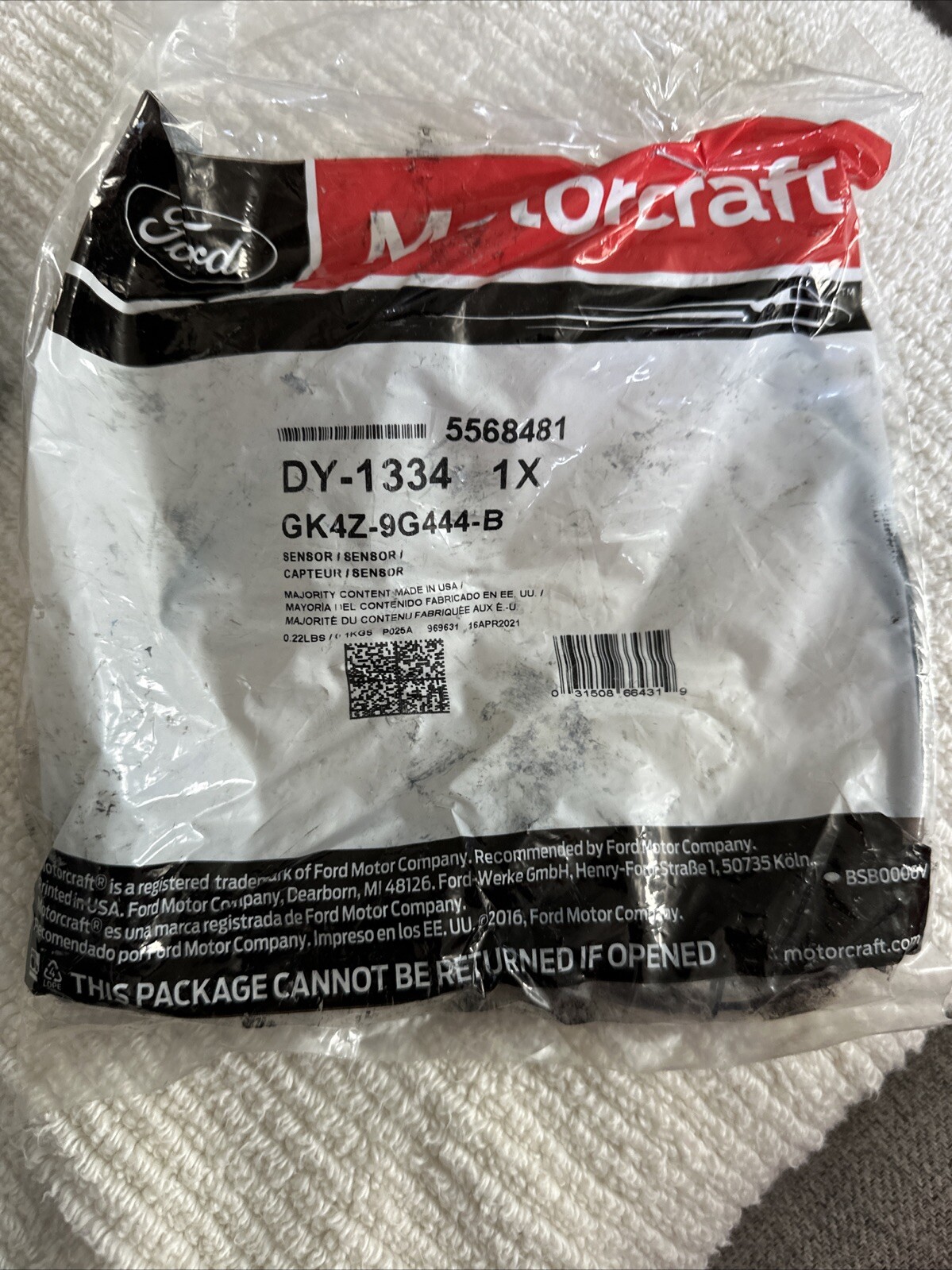 Motorcraft DY1334 Sensor - Exhaust Gas - Ox