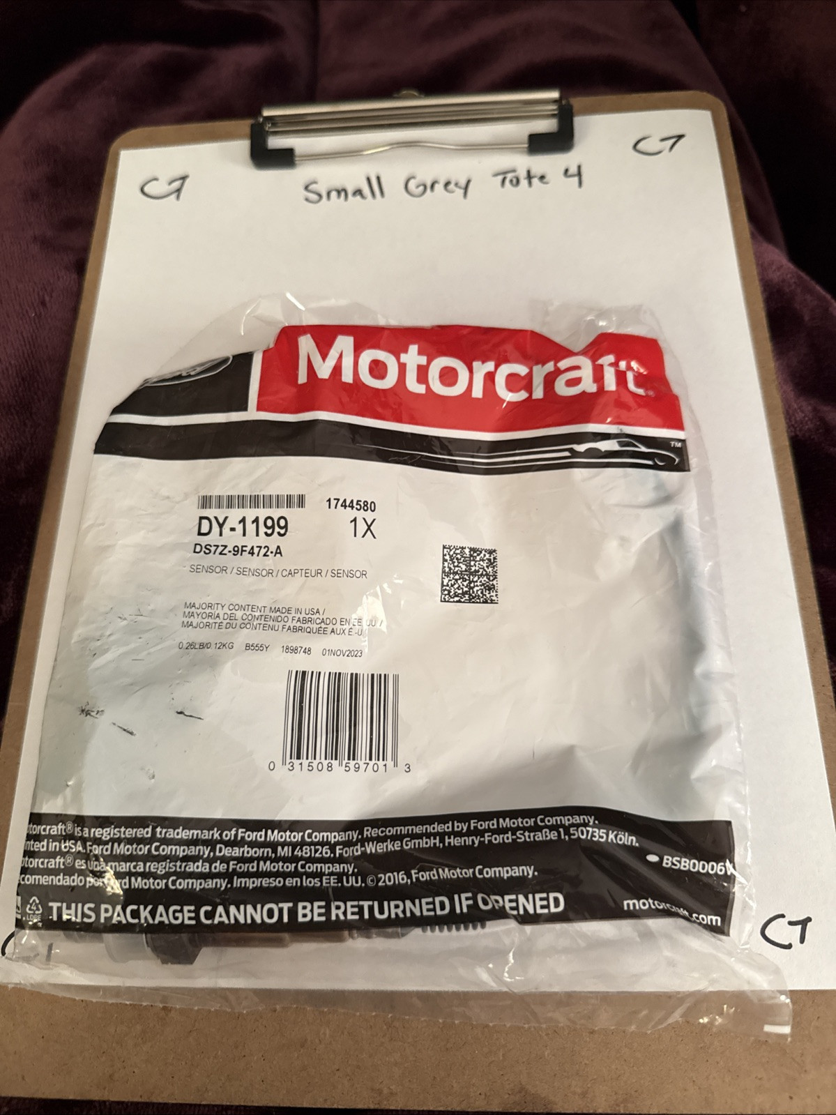 NEW 5-WIRE OXYGEN SENSOR-MOTORCRAFT# DY-1199; FORD# DS7Z-9F472-A, DS7A-9Y460-AA