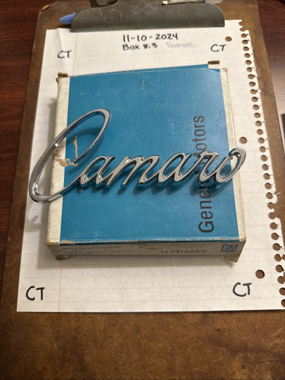 NOS 1969 69 Camaro Fender Emblem 3916660 Oem Genuine GM New In Box