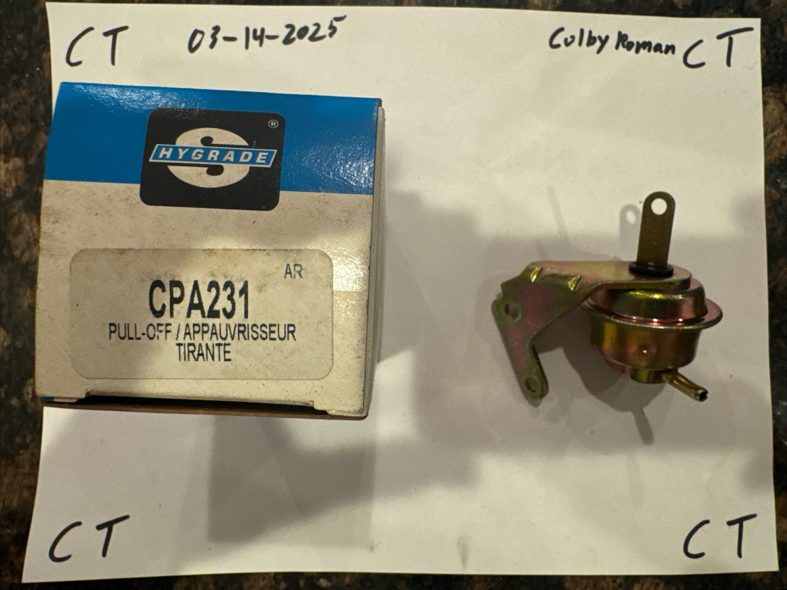 NOS Hygrade Choke Pull-Off Assembly CPA-231 - C100