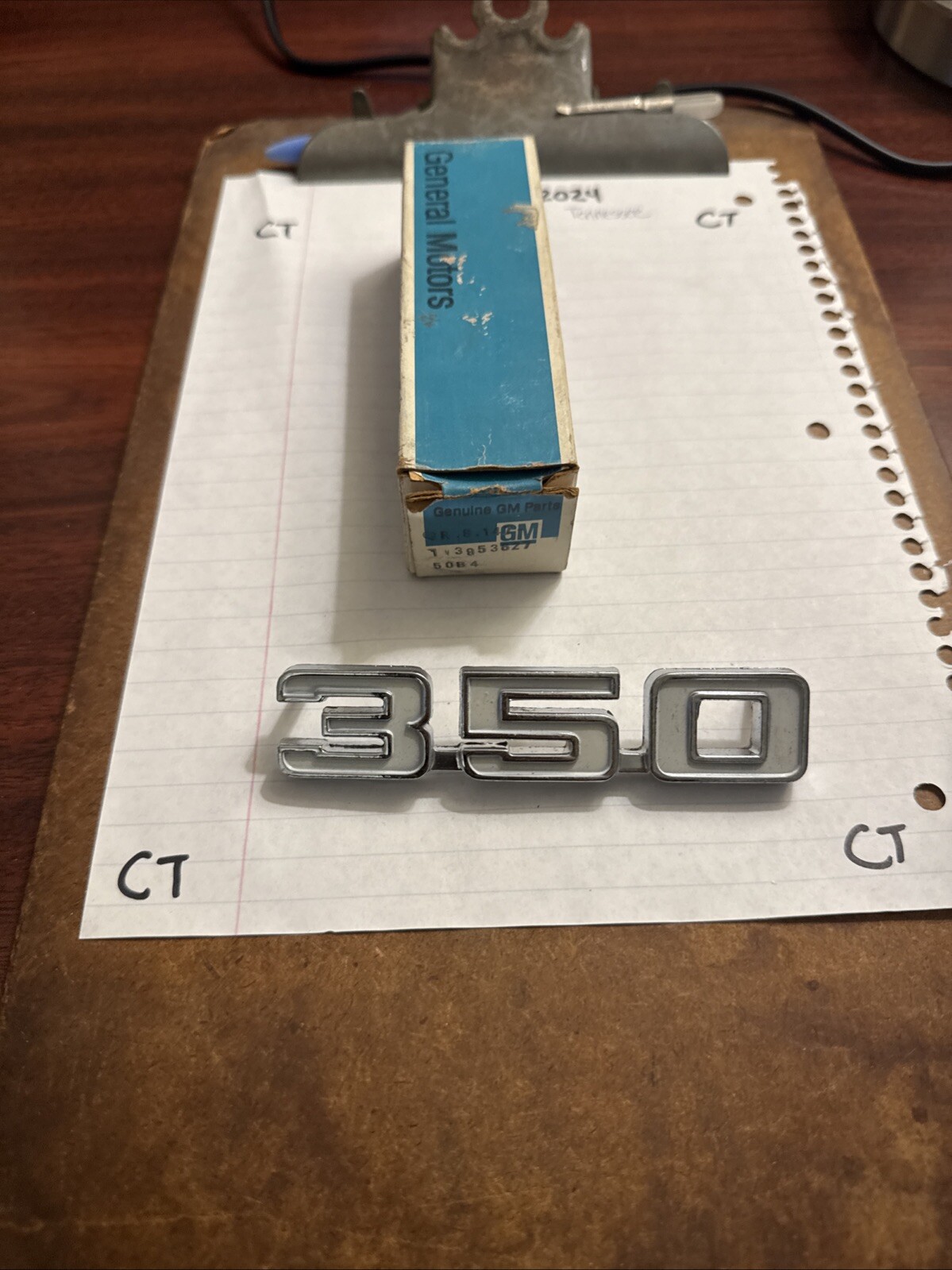 NOS OEM GM Camaro 3953627 Chrome "350" Fender Emblem 1969