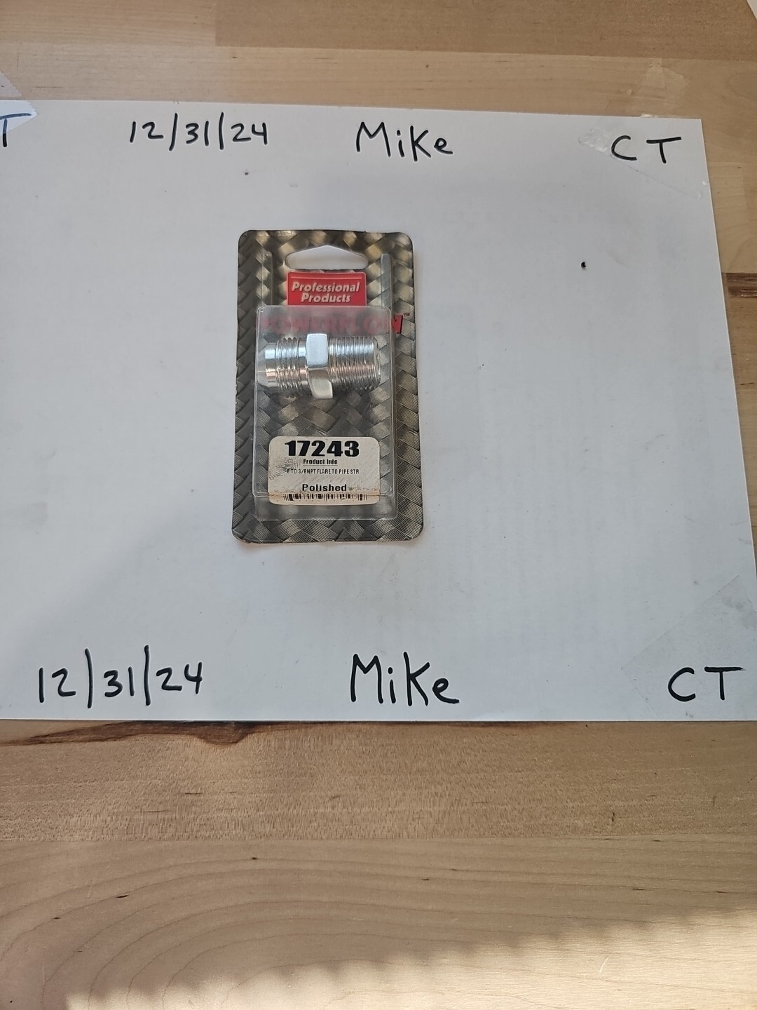 PROFESSIONAL PRODUCTS POWERFLOW -8 To 3/8NPT Flare To Pipe STR Polished #17243