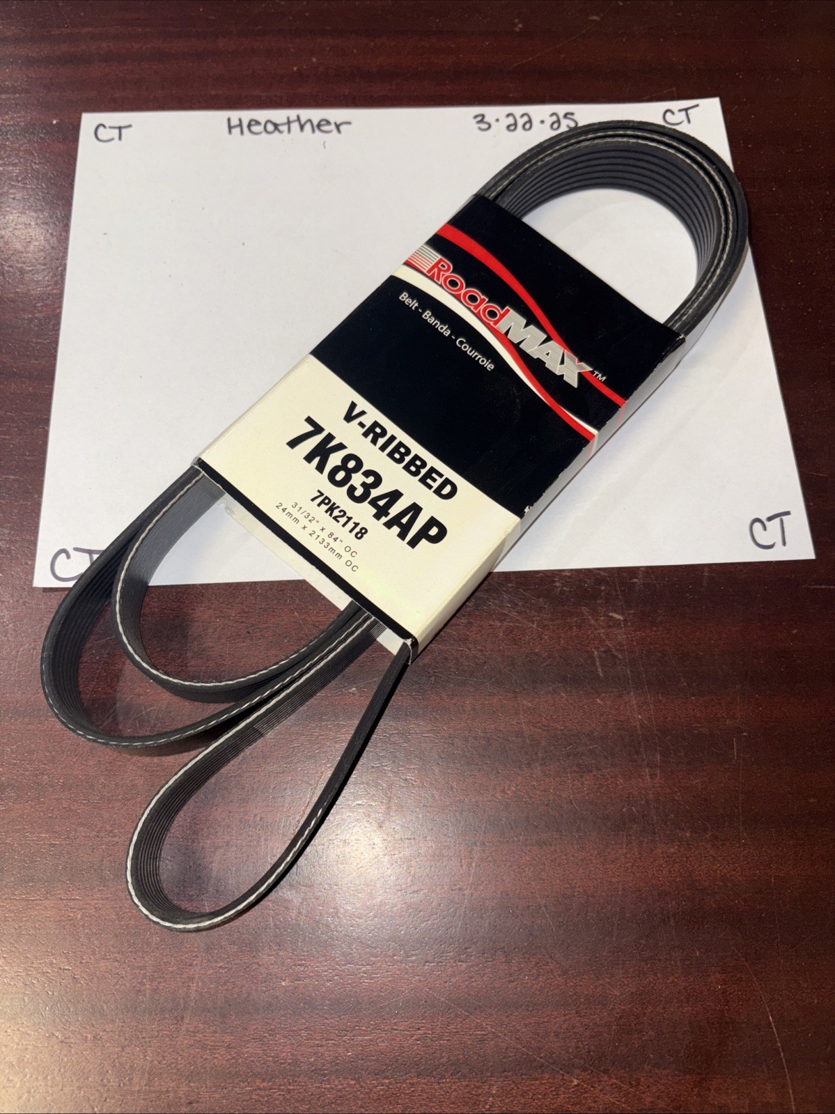 Serpentine Belt-Automotive V-Ribbed Belt(Standard) Roadmax 7K834AP (7PK2118)