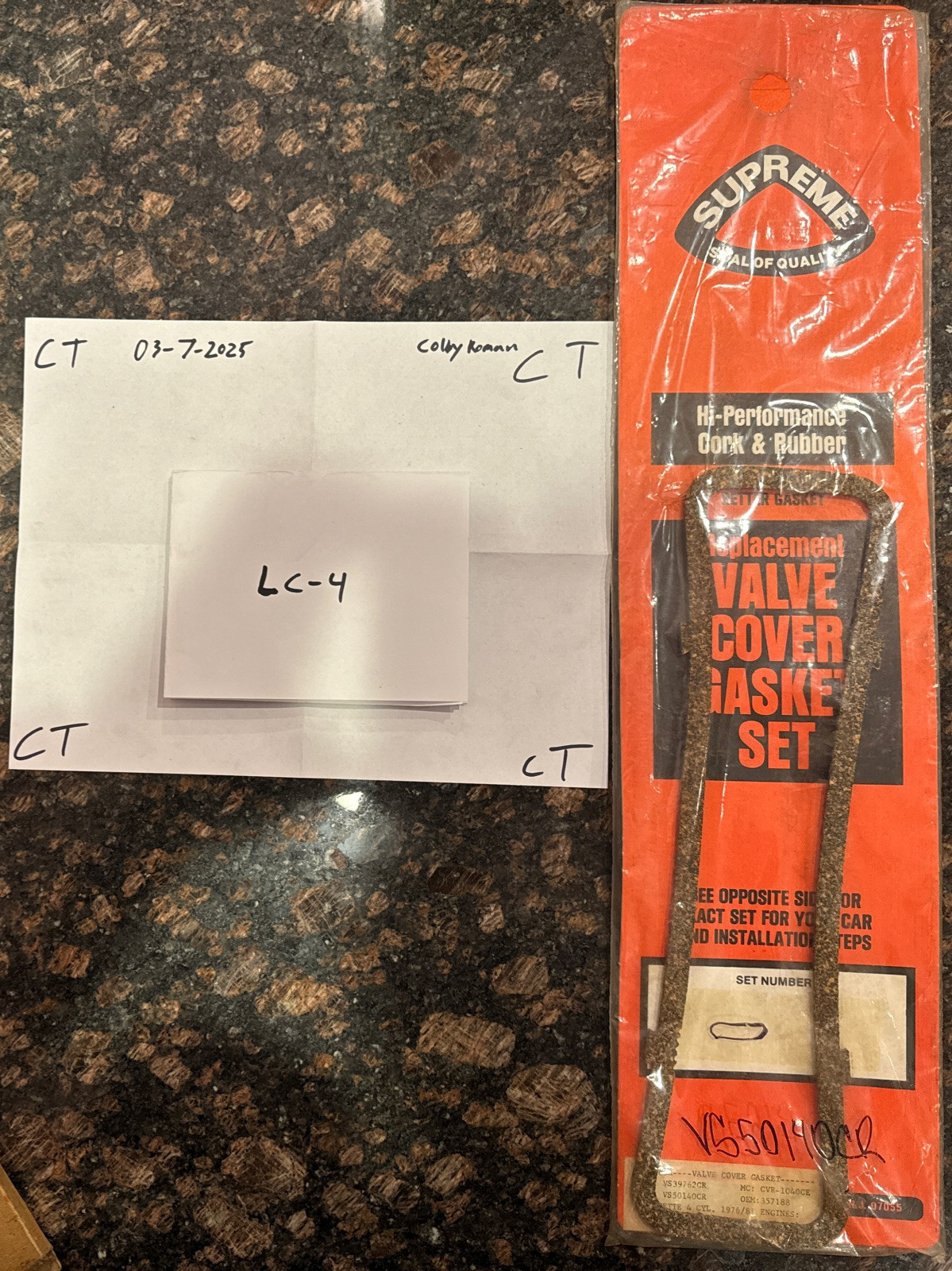 Supreme Hi-Performance Cork and Rubber Valve Cover Gasket VS39762CR