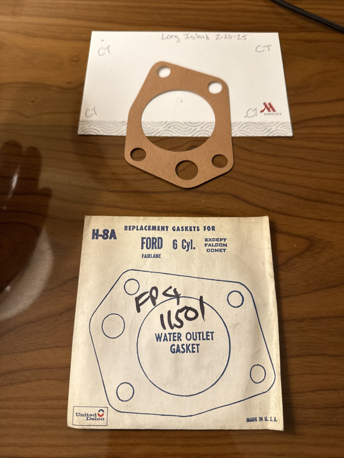United Delco H-8A Ford Fairlane 1964-66 Except Falcon Comet Water Outlet Gasket