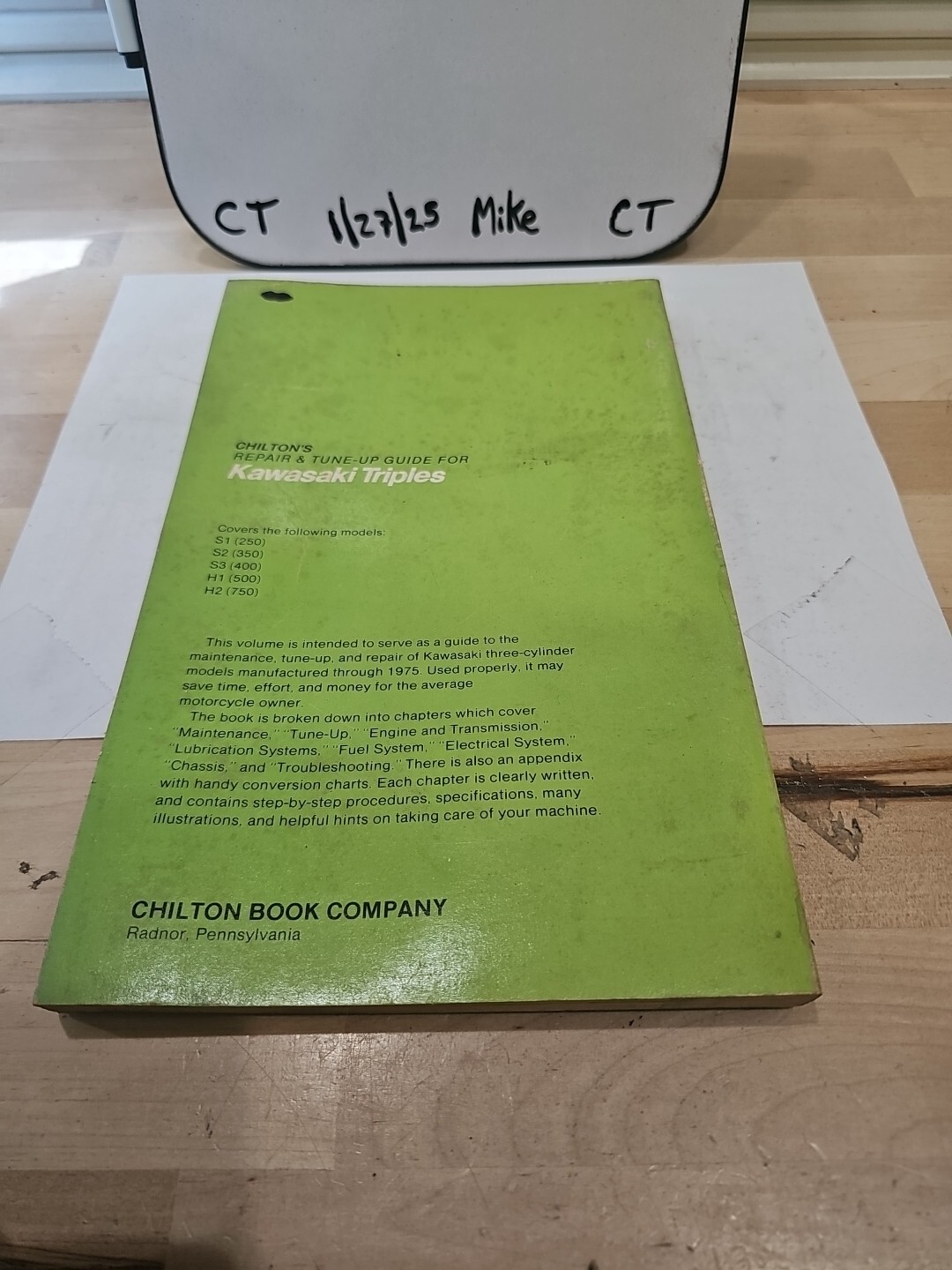 Vintage Chilton's Kawasaki Triples Repair Tune Up Guide All Models 1969-75 - Image 3