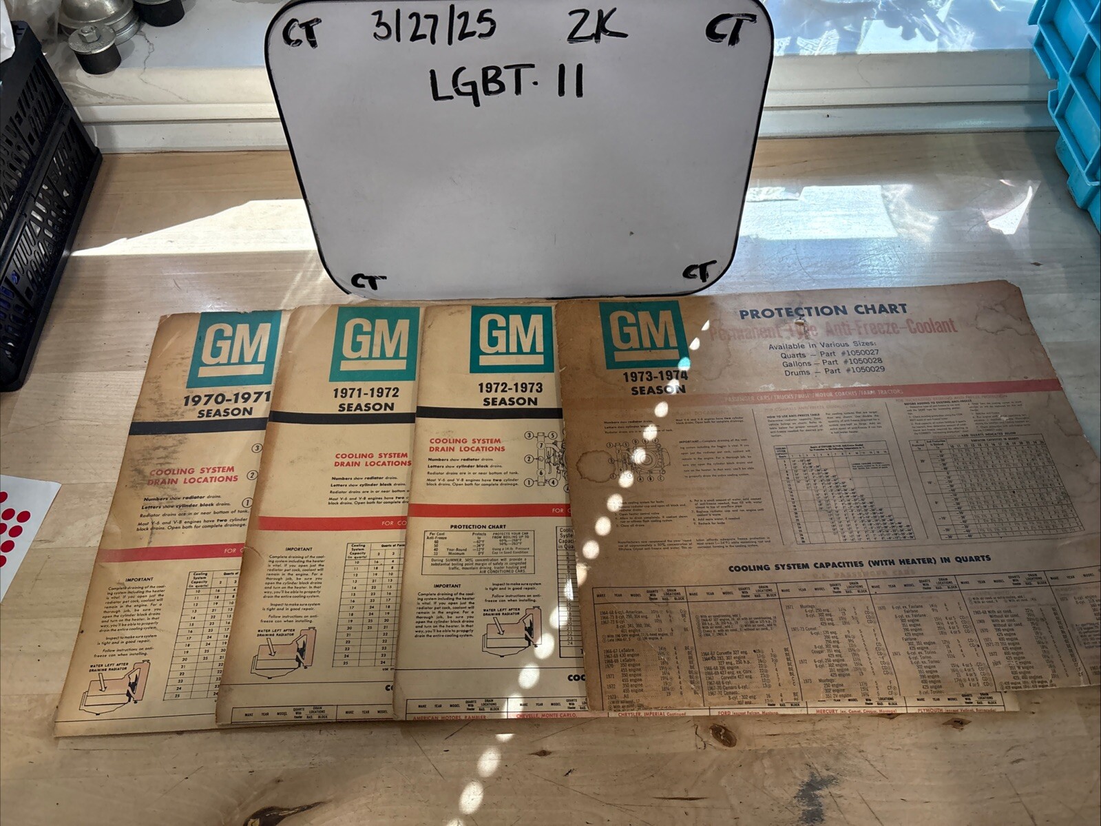 Vintage GM Dealership Cooling System Capacity Poster 1970-1974 Seasons -Set Of 4