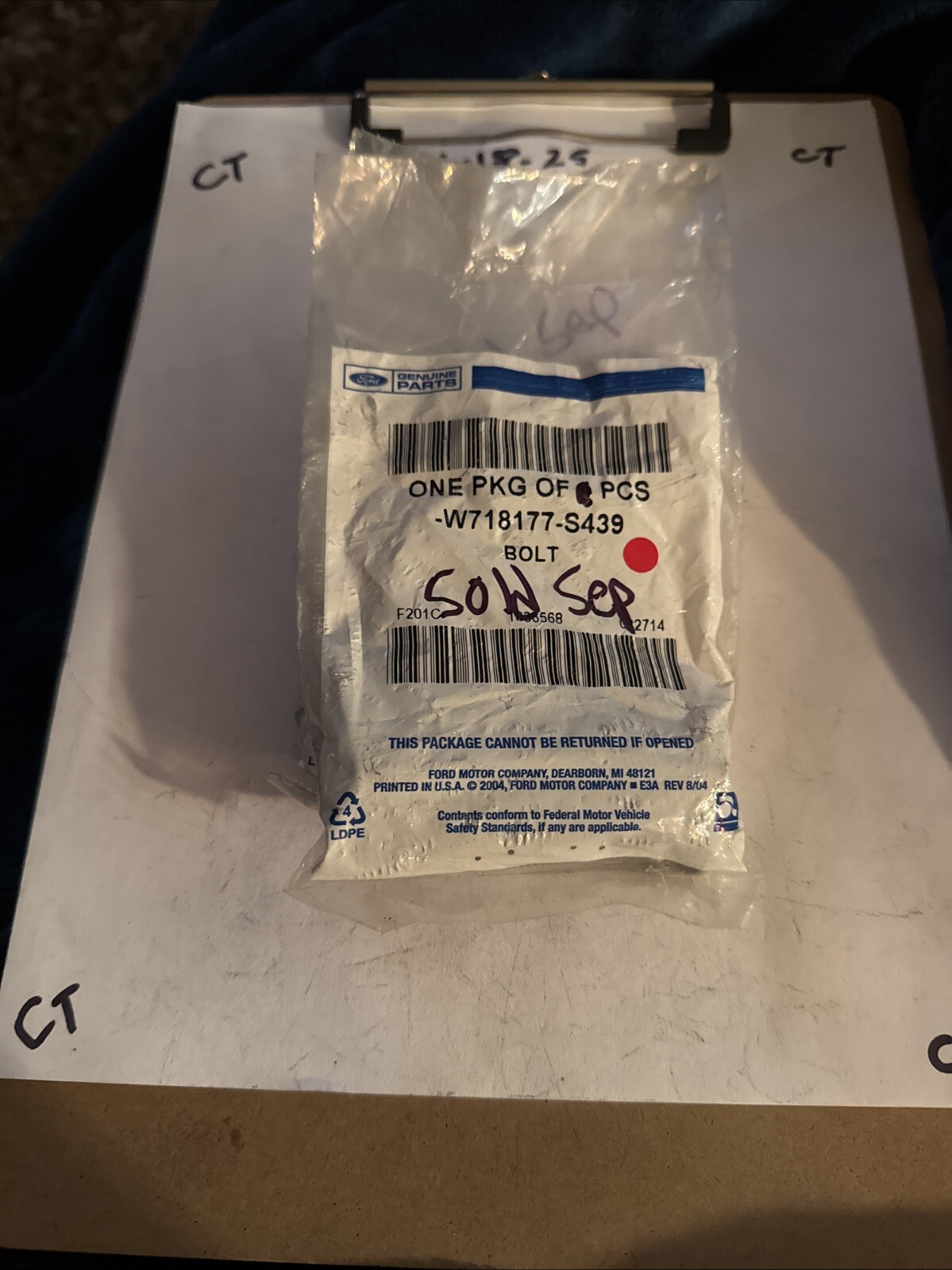 (1) Genuine Ford Bumper Bolt W718177-S439 Sold Individually