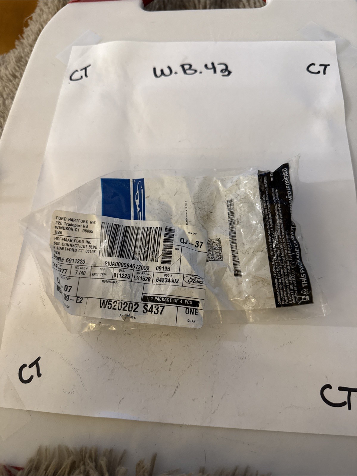 (1) Genuine Ford OE Nut - Hex. - Flanged W520202S437 Sold Individually