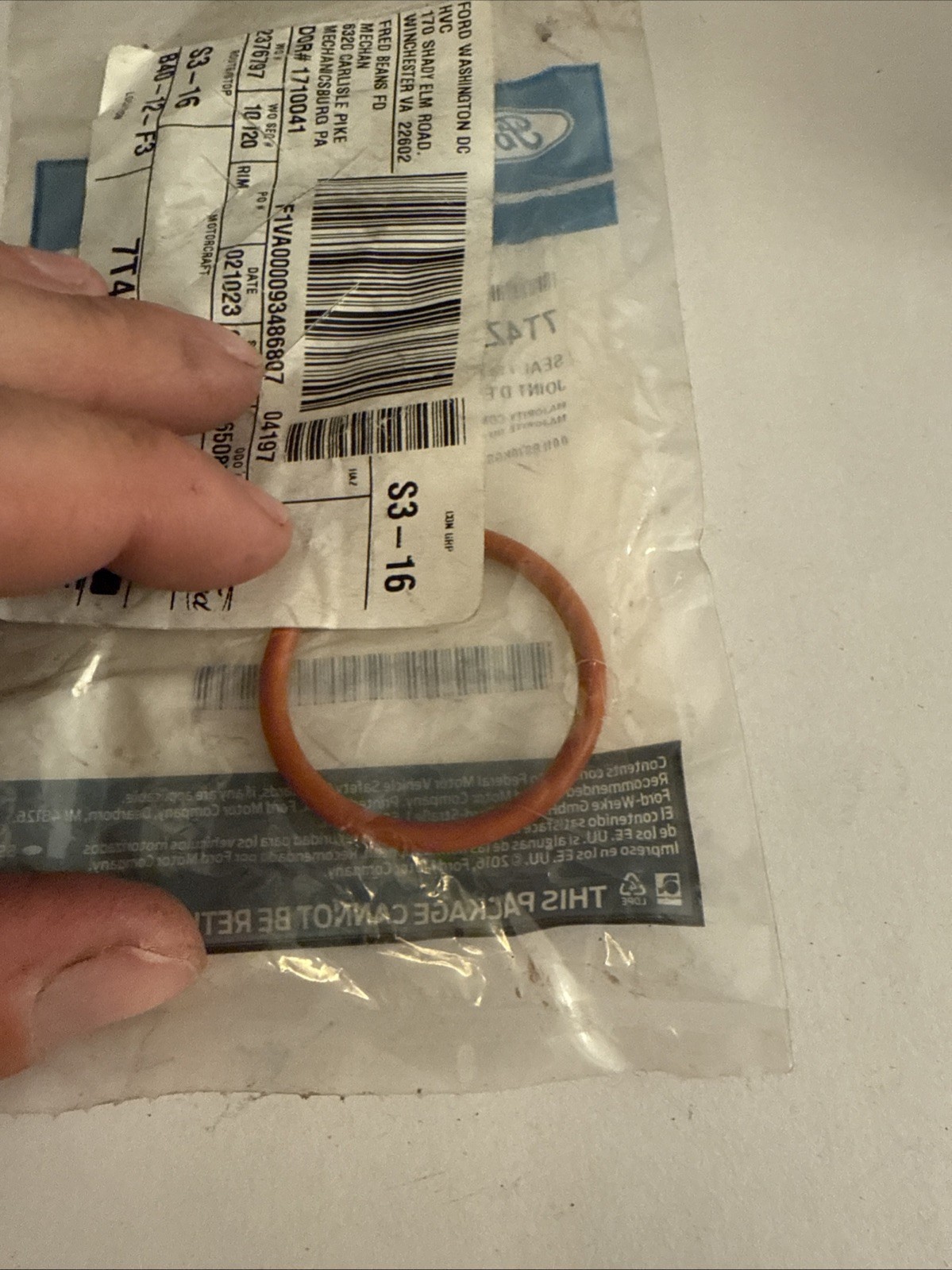 (1) Oem 2007-2020 Ford Lincoln Mercury Edge Engine Coolant Pipe O-Ring 7T4Z8527A - Image 3