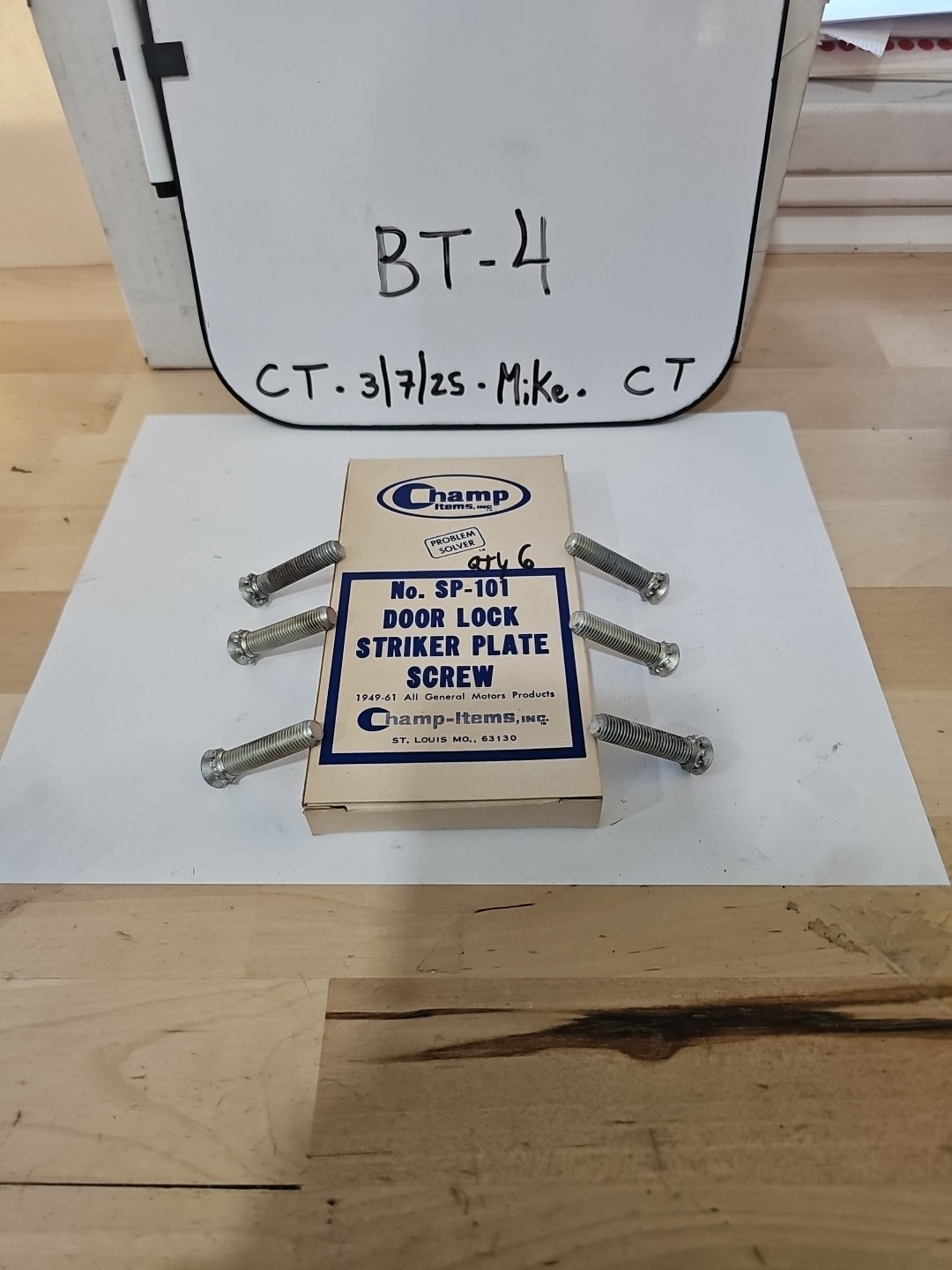 1 Pkg Of 6- Champ SP-101 Striker Plate Screws 1949- 1961 All General Motors