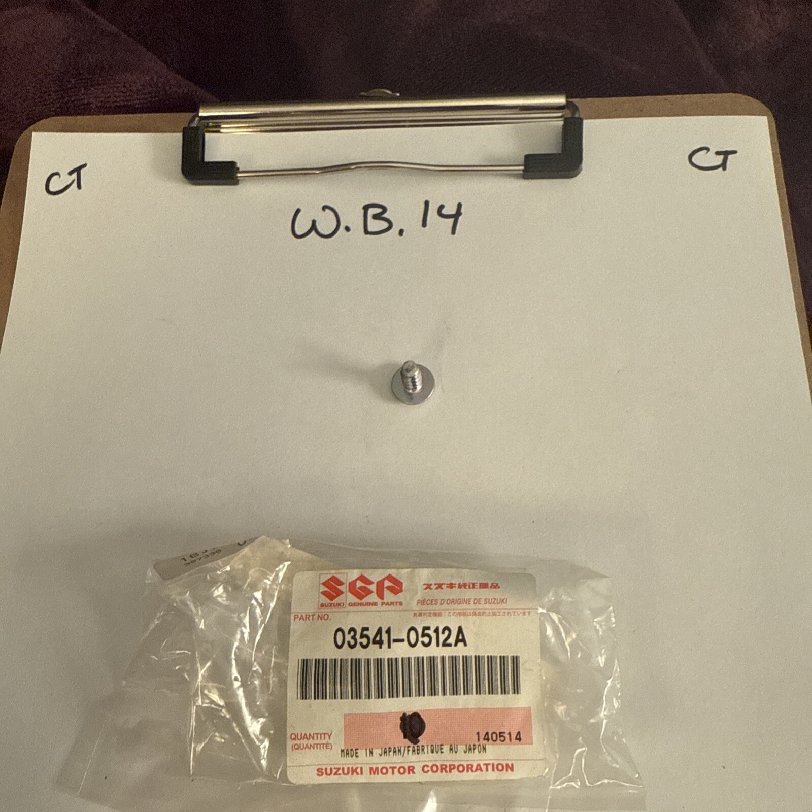 (1) Suzuki SCREW 03541-0512A OEM NEW