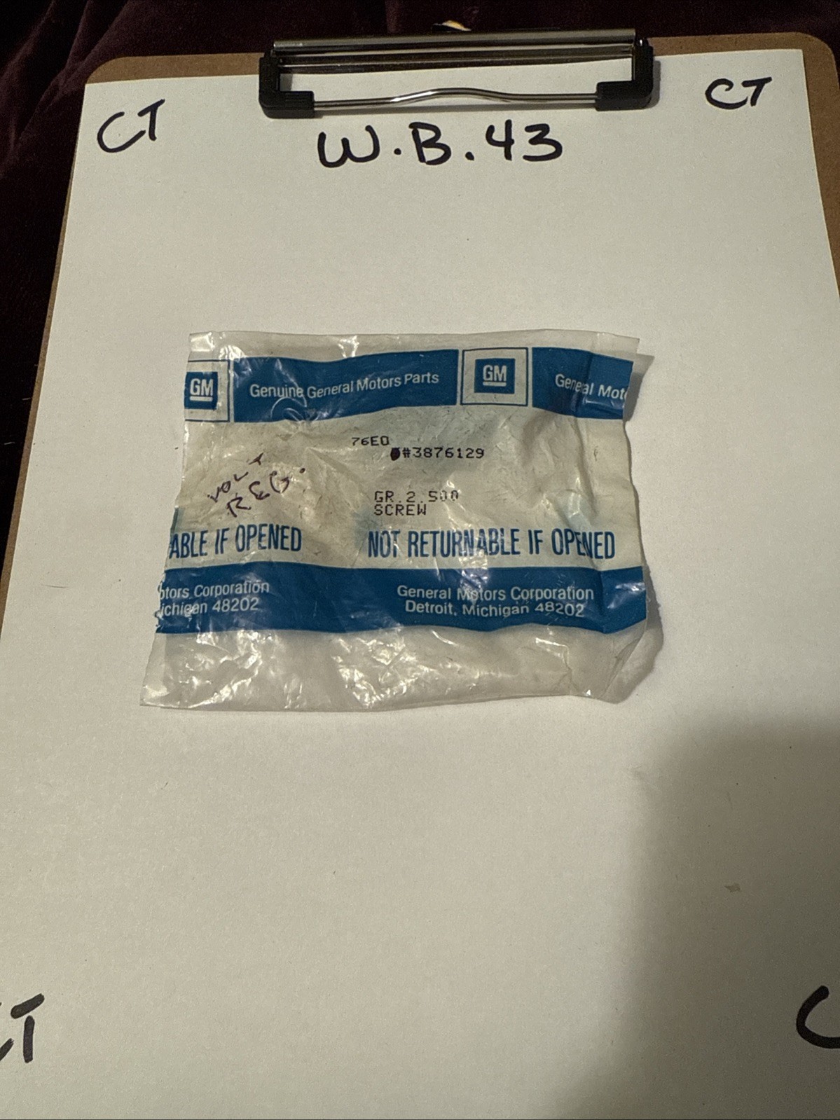 (1)Genuine GM Voltage Regulator Screw Chevelle SS Corvette GTO Judge Lemans OEM