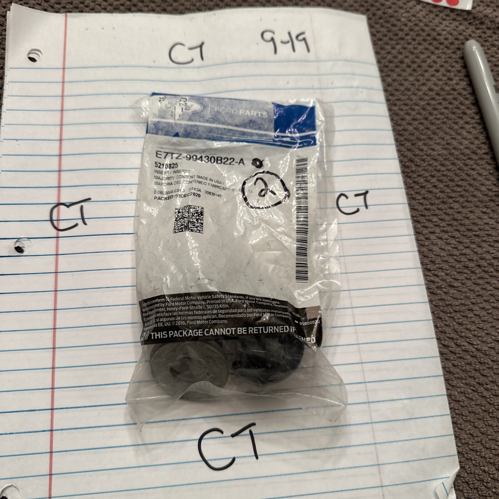 (2) Genuine Ford Roller Assembly Insert E7TZ-99430B22-A