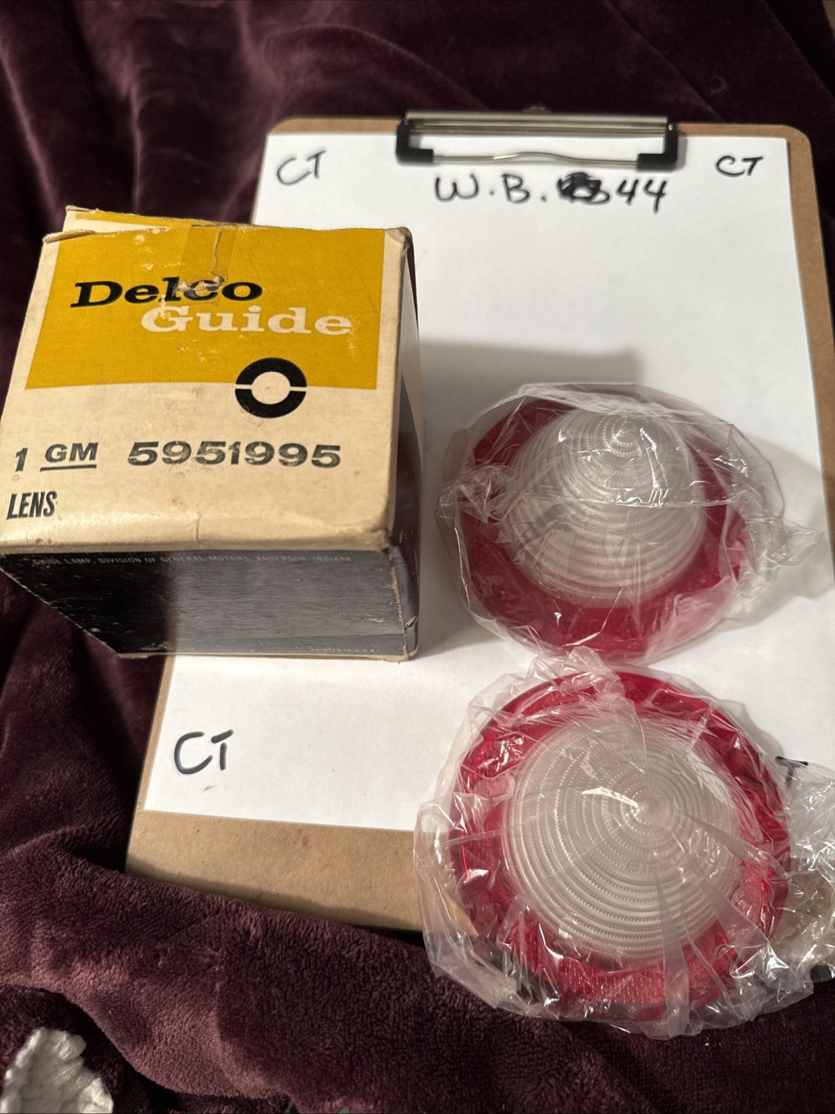 (2) Genuine Gm Nos OEM 1961 Tail light Lens with Back up NOS 5951995 Delco Guide