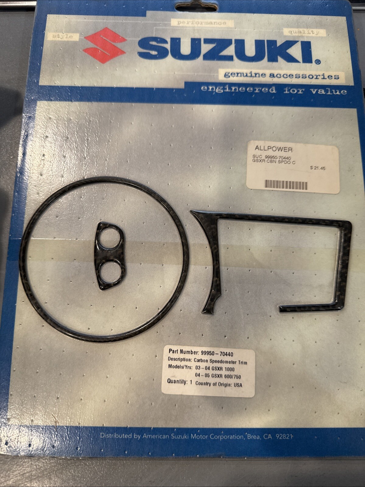 2003 Suzuki GSXR1000 GSXR 1000 Speedo Speedometer Carbon Fiber Trim 99950-70440