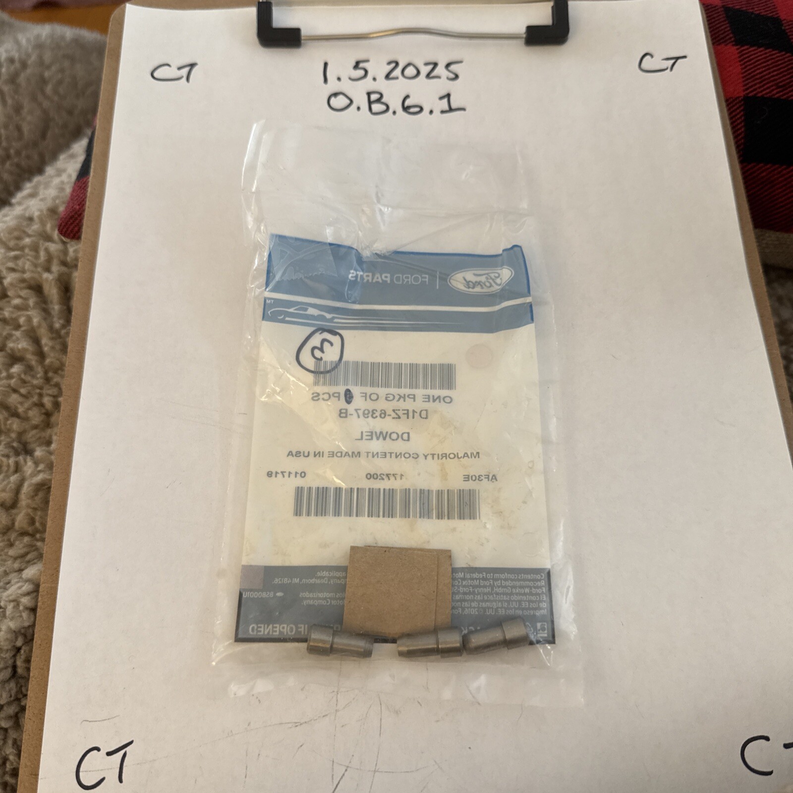 (3)NEW - OEM Ford D1FZ-6397-B Block To Flywheel Housing Dowel 1971-72 1.6L 2.0L - Image 3