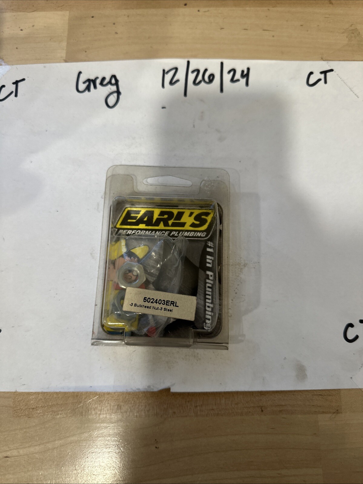 502403ERL Earl's -3 Bulkhead Nut