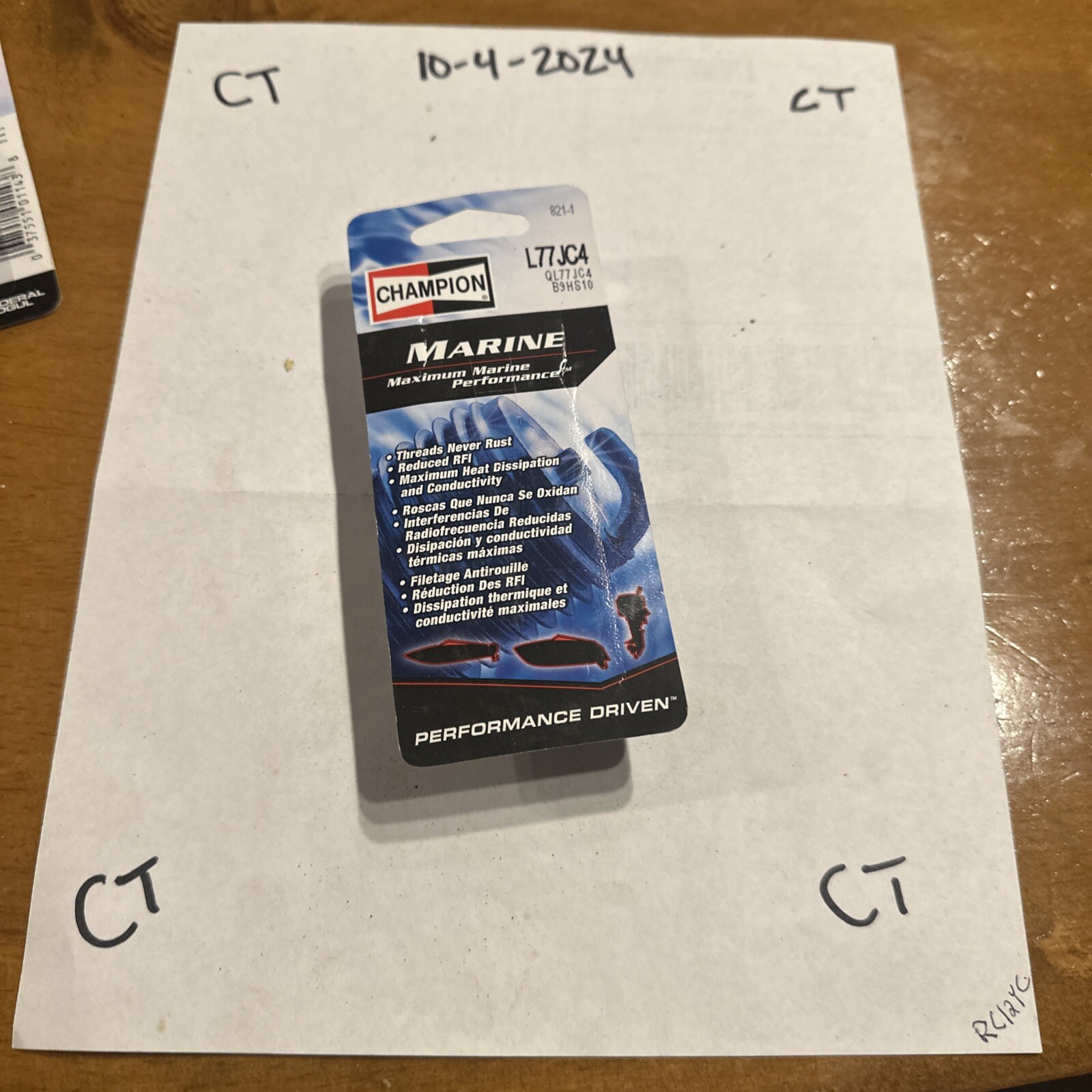 Champion 821-1 MARINE Spark Plugs #L77JC4 - NEW, Retail Package - Image 3