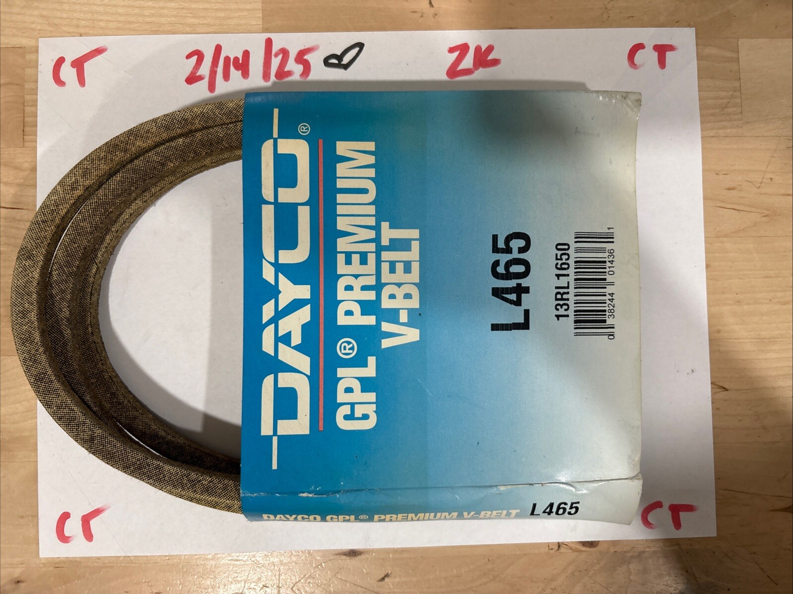 Dayco L465 GPL Premium V-Belt 1/2" x 65" Made in USA
